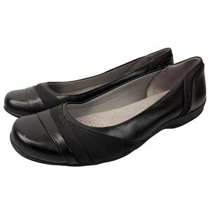 LifeStride Dig Ballet Flats Womens 11M Black Layered Toe Slip On Comfort Shoes